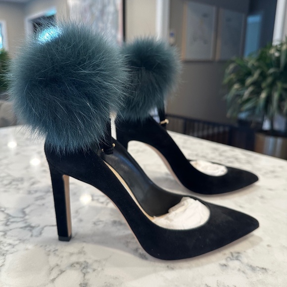 Jimmy Choo Suede PomPom Heels - Picture 4 of 8
